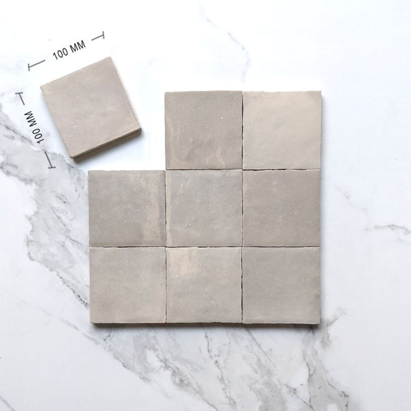 Ash Grey Zellige Moroccan Porcelain 100x100