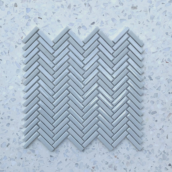 Stix Baby Blue Herringbone Porcelain Mosaic 48x10