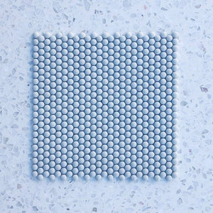 Mix Baby Blue Penny Round 10 Dia - Stone and Tile Projects 