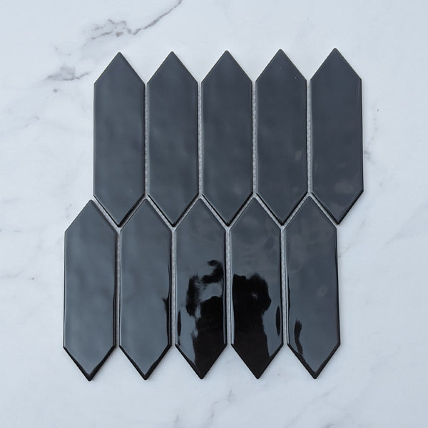 Black Picket Porcelain Mosaic