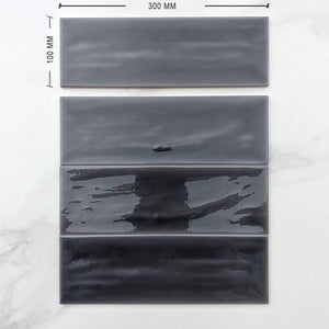 Black Ripple Spanish Subway Ceramic 300x100 - Stone and Tile Projects 