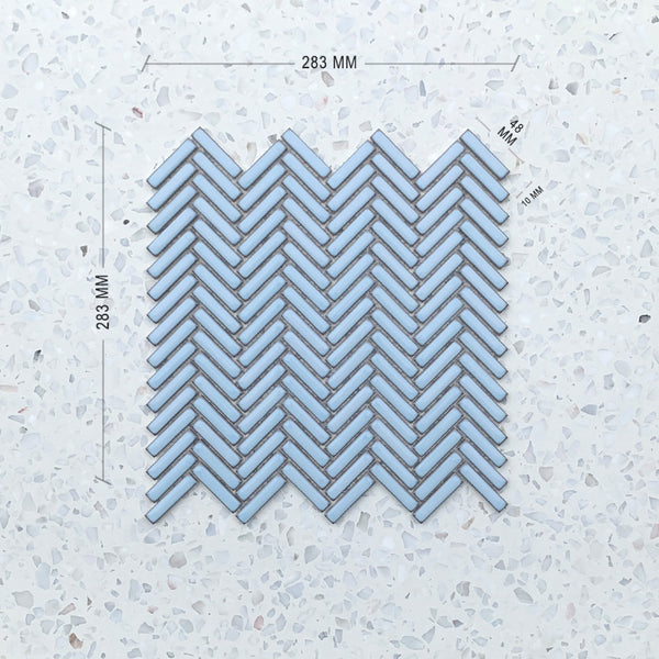 Stix Sky Blue Herringbone Porcelain Mosaic 48x10