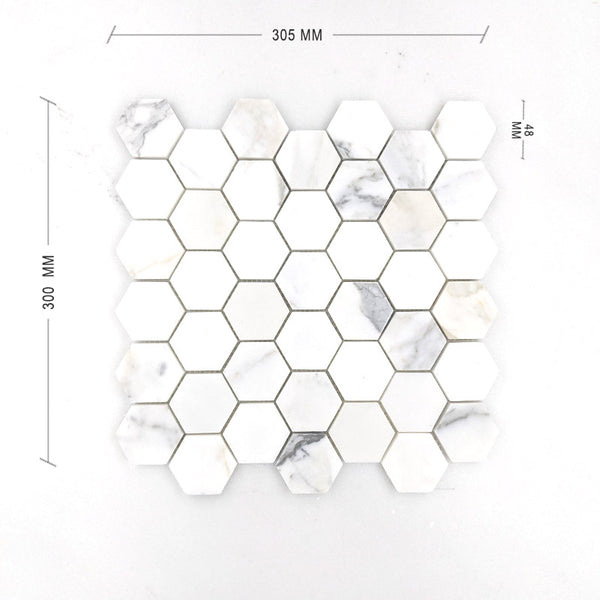 Calacatta Gold Hexagon Mosaic 48 Dia + DIM