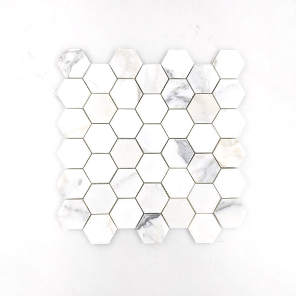 Calacatta Gold Hexagon Mosaic 48 Dia