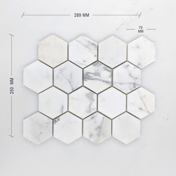 Calacatta Gold Hexagon Mosaic 70 Dia + DIM