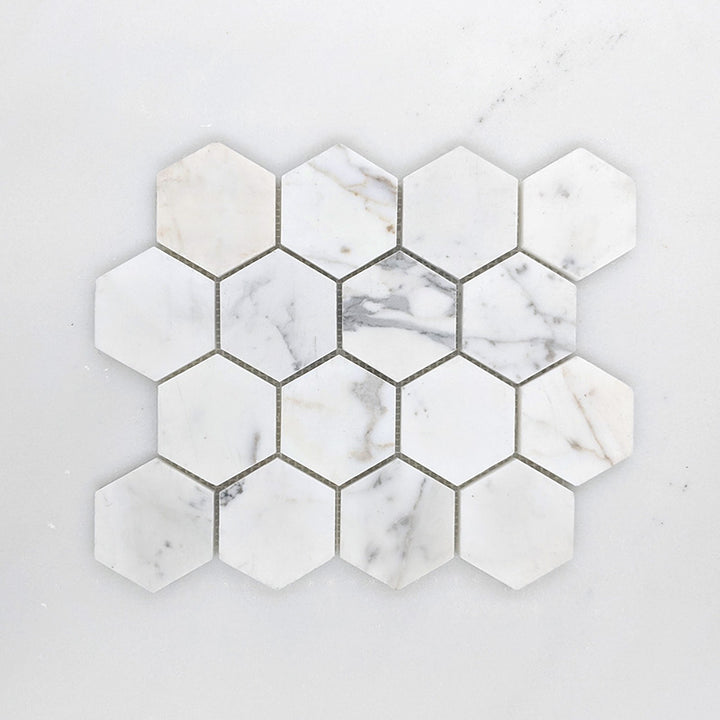 Calacatta Gold Hexagon Mosaic 70 Dia