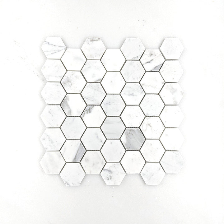 Calacatta Statuario Hexagon Mosaic 48 Dia