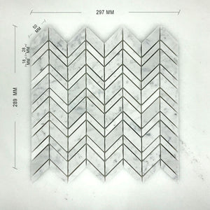 Carrara Bianco Chevron dimension