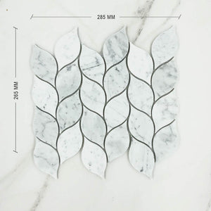 Carrara Bianco Leaf Marble Mosaic Dimension