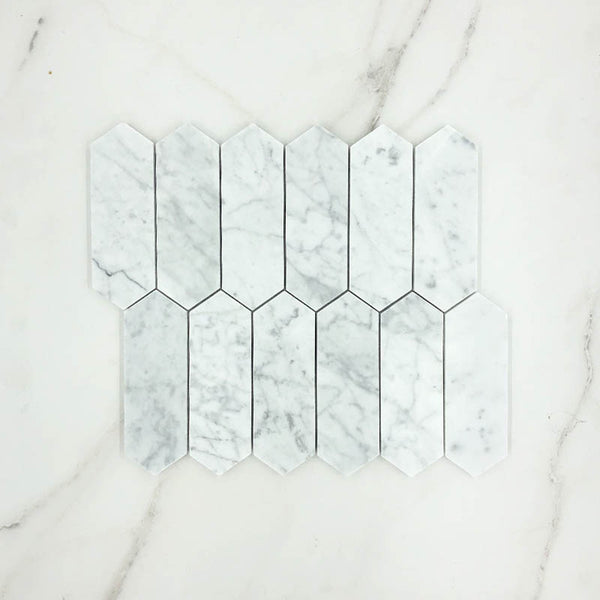 Carrara Bianco Picket Marble Mosaic