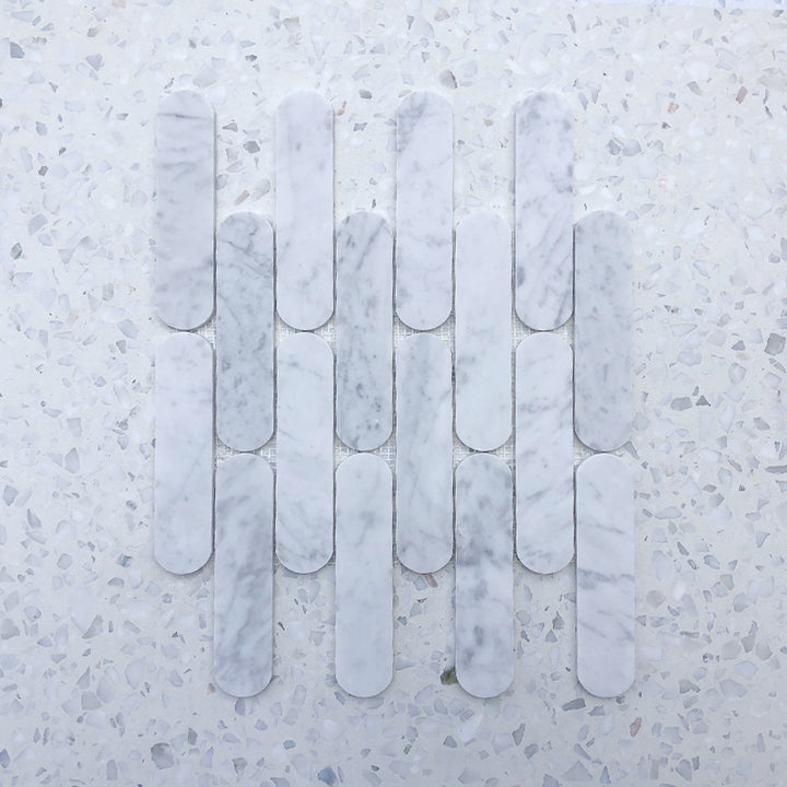 Carrara Bianco Tik Tax Marble Mosaic Plus