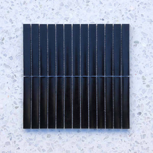 Kit Kat Black Concave Mosaic 145x20 - Stone and Tile Projects 