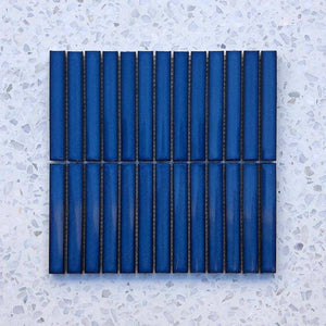 Kit Kat Cobalt Blue Concave Mosaic 145x20 - Stone and Tile Projects 