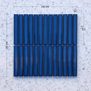 Kit Kat Cobalt Blue Concave Mosaic 145x20 - Stone and Tile Projects 
