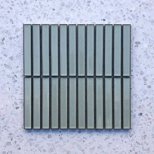 Kit Kat Green Sage Concave Mosaic 145x20 - Stone and Tile Projects 