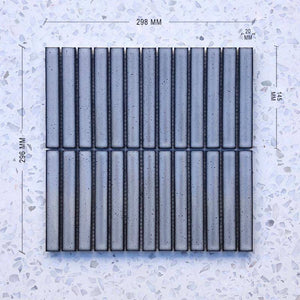 Kit Kat Light Grey Concave Mosaic 145x20 - Stone and Tile Projects 
