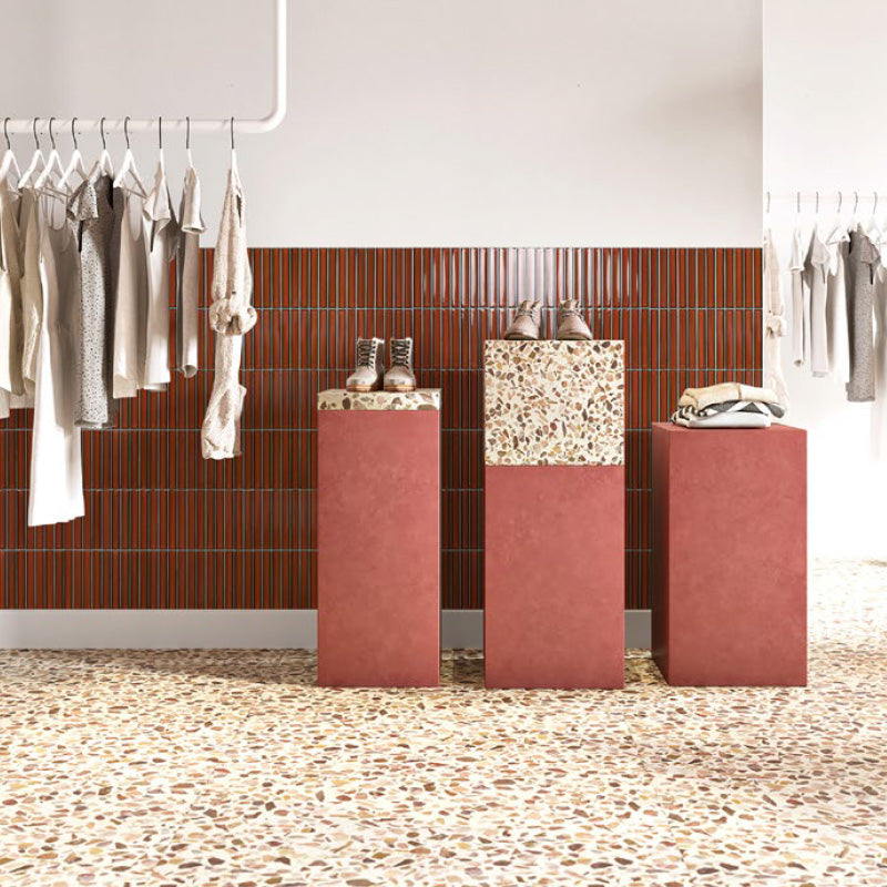 Kit Kat Terracotta Concave Mosaic 145x20