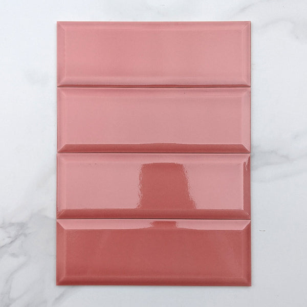 Craquele Hot Pink Bevelled Spanish Subway Ceramic 300x100