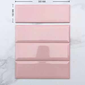 Craquele Soft Pink Bevelled Spanish Subway Ceramic 300x100 - Stone and Tile Projects 