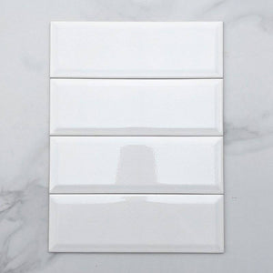 Craquele White Bevelled Spanish Subway Ceramic 300x100 - Stone and Tile Projects 