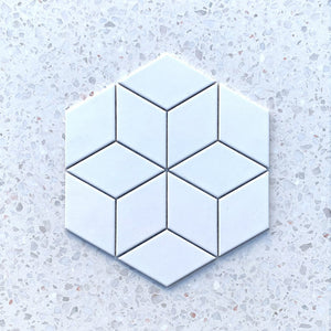 White Diamond Hexagon Porcelain Mosaic