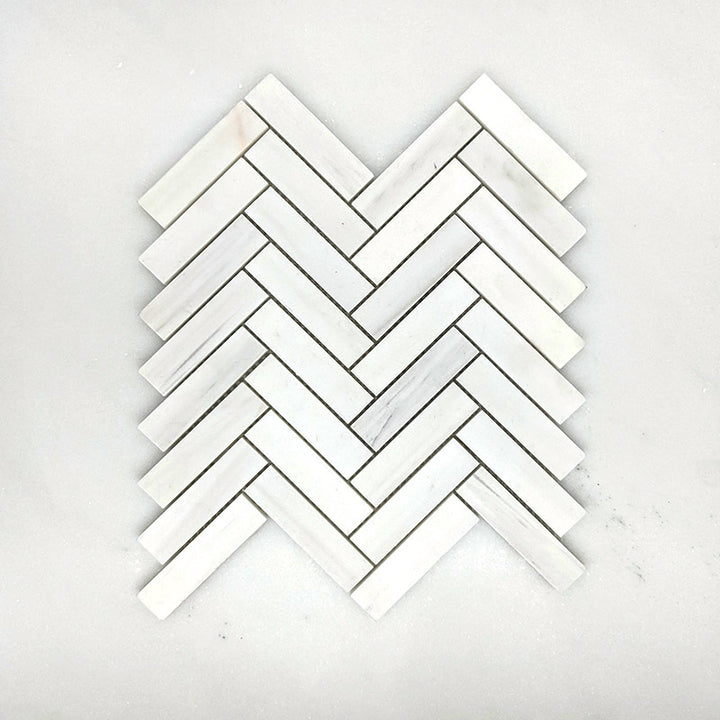 Dolomite White Herringbone Mosaic 98x25