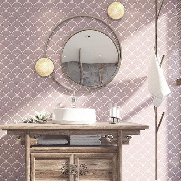 Fan Shape Pink Porcelain Mosaic