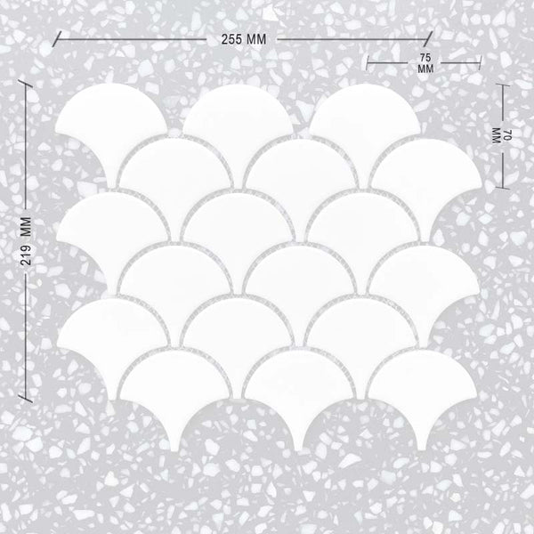 Fan Shape White Porcelain Mosaic