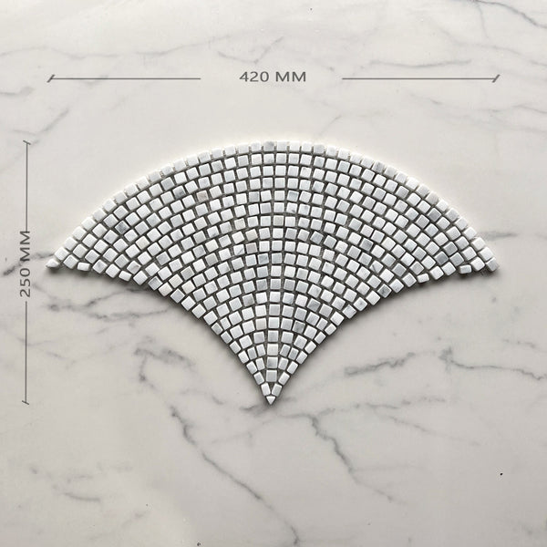 Carrara Scallop Tumbled Marble Mosaic