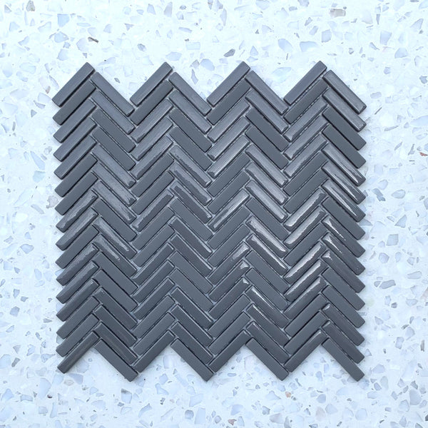 Stix Grey Herringbone Porcelain Mosaic 48x10