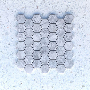 Super White Hexagon Mosaic Dia 48