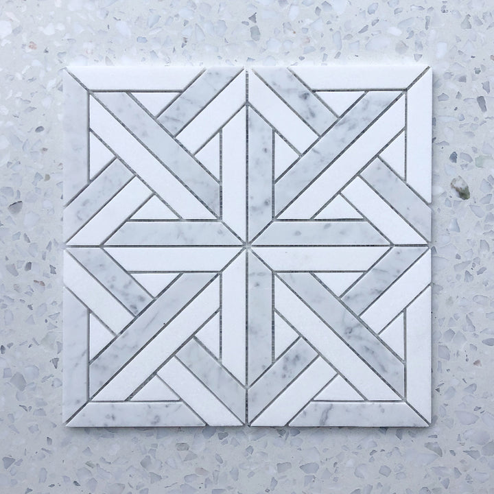 Intarsio Carrara and Thassos Marble Mosaic