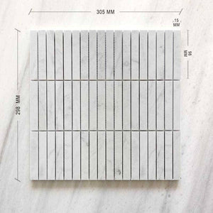 Kit Kat Carrara Finger Mosaic 98x15 Dimension
