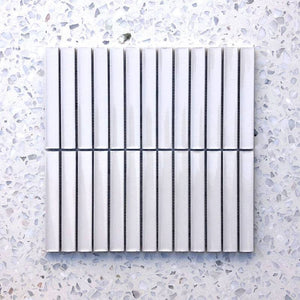 Kit Kat Deluxe White Concave Mosaic 145x20 - Stone and Tile Projects 