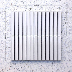 Kit Kat Deluxe White Concave Mosaic 145x20 - Stone and Tile Projects 