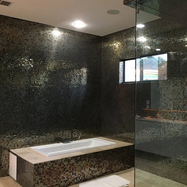Metallic Oxido Glass Mosaic Pool Tile