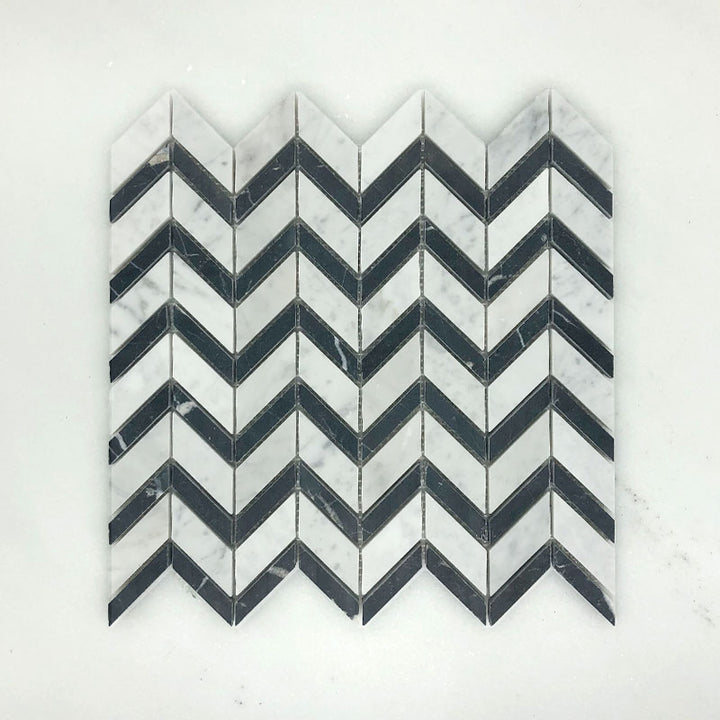 Mix Carrara Bianco and Nero Chevron