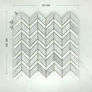 Mix Carrara Bianco and Thassos Chevron dimension
