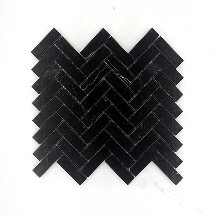 Nero Marquina Herringbone Mosaic 64x20