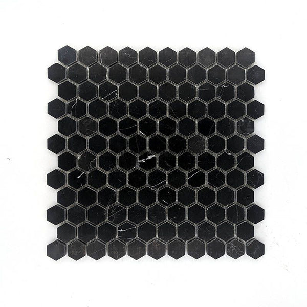 Nero Marquina Hexagon Mosaic 25 Dia