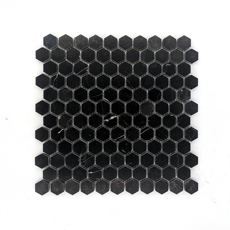 Nero Marquina Hexagon Mosaic 25 Dia