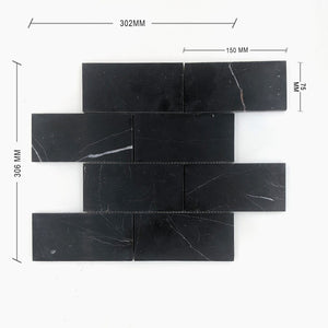 Nero Marquina Subway Mosaic 150×75 Dimension