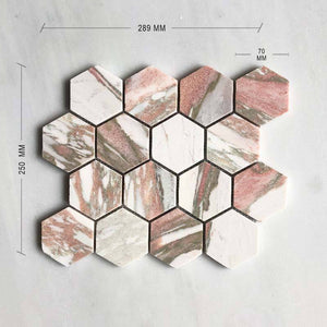 Norwegian Pink Hexagon Mosaic 70 Dia