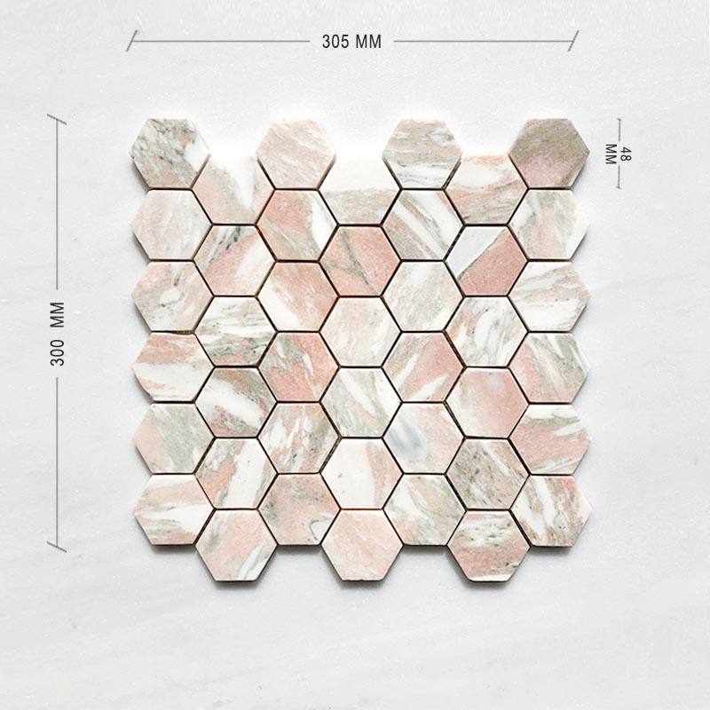 Norwegian Pink Hexagone 48 DIA Dimension