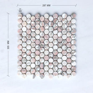Norwegian Pink Penny Round Marble Mosaic Dimension