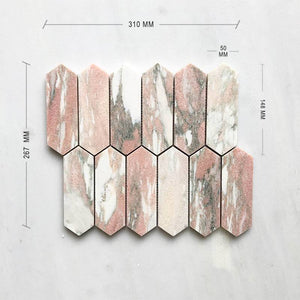 Norwegian Pink Picket Marble Mosaic Dimension
