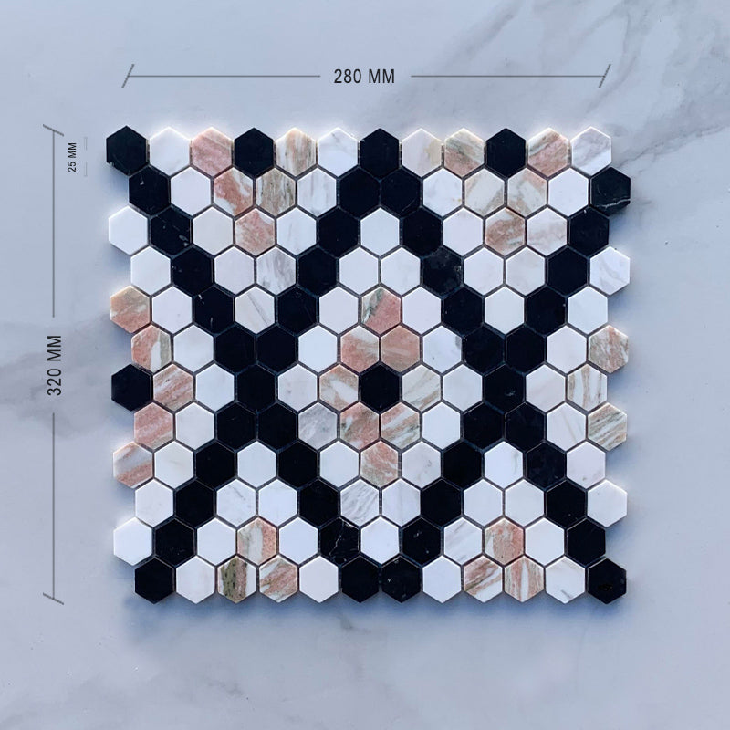 Blush Hexagon Mosaic Dia 25