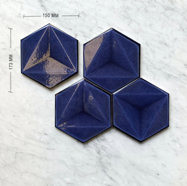 Parma Blue Italian Hexagon Porcelain