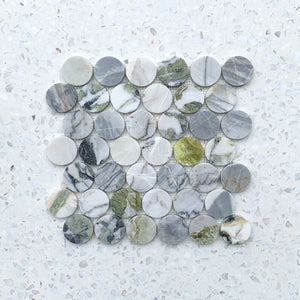 Ice Jade Penny Round Mosaic 48 Dia