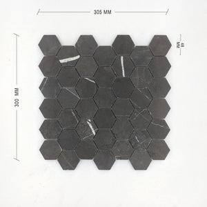 Pietra Grey Hexagon Mosaic 48 Dia Dimension